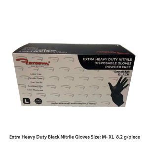 Disposable Nitrile Gloves Black – Extra Heavy Duty, 6mil, M-XL