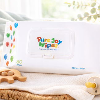 Pure Joy Wipes, 12 Packs Per Carton.