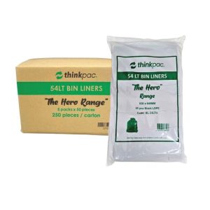 Thinkpac Hero Range 54L Black bin Liners – 830 × 630 mm heavy-duty