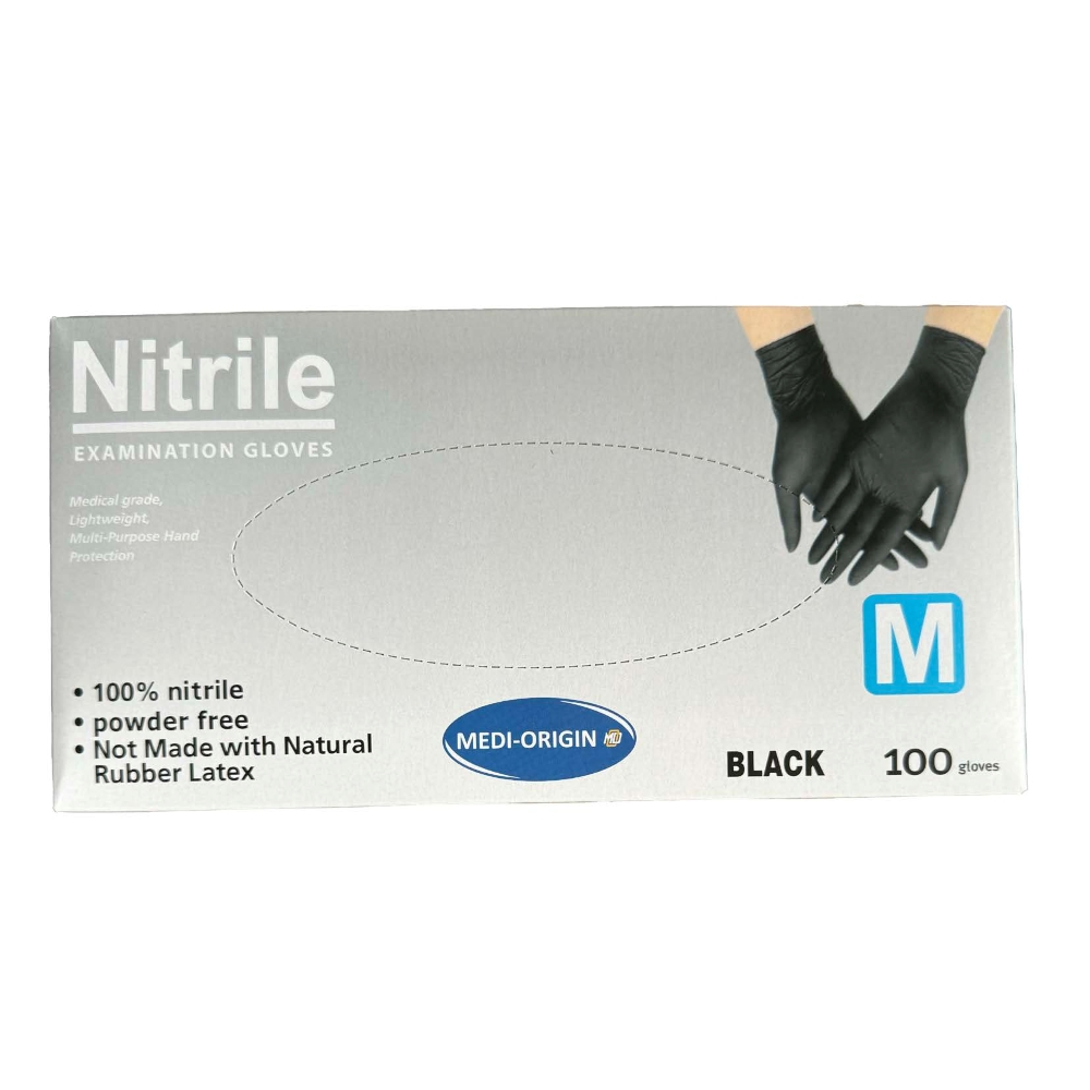 Disposable Nitrile Gloves – Black, Powder Free, S-XL Sizes